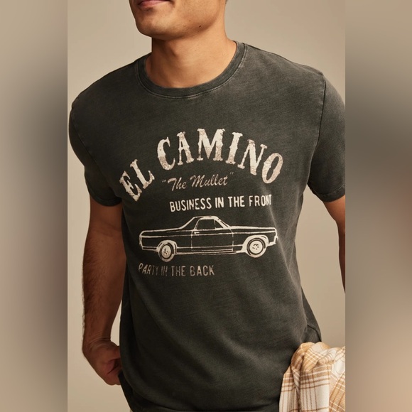 NWT Lucky Brand El Camino Washed Out Navy Blue Tee, size M - Picture 2 of 10